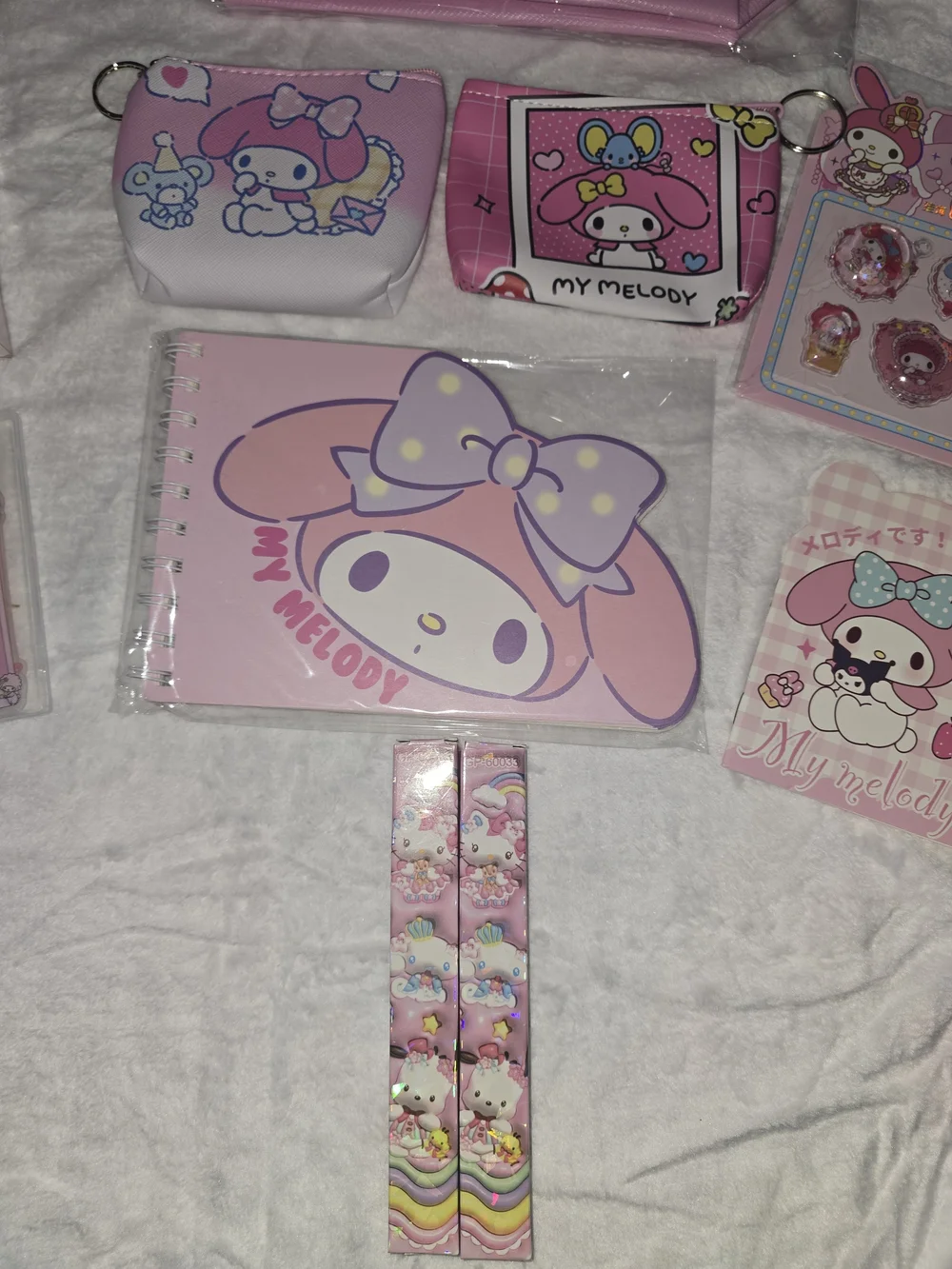 Sanrio My Melody 20 Piece Bundle: Plush Backpack Blind Box Pens Stickers